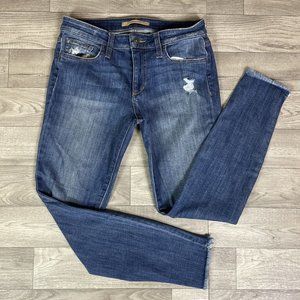Joe's Jeans Ripped Icon Blondie Step Hem Skinny Jeans Medium Wash sz 28